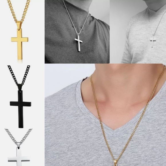 Men Cross Necklaces Pendants Stainless Steel - Picture 3 of 15